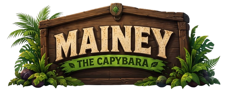 Mainey The Capybara wooden board logo badge